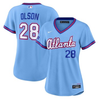 Women's Atlanta Braves #28 Matt Olson Nike Powder Blue 2026 City Connect Stadium Jersey Women's Atlanta Braves #28 Matt Olson Nike Powder Blue 2026 City Connect Stadium Jersey