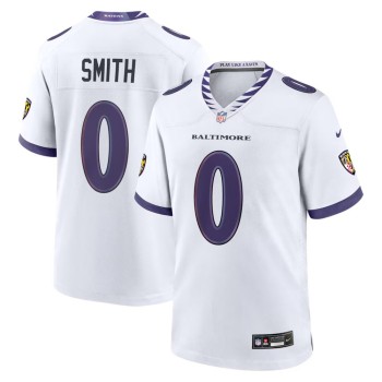 Men's Baltimore Ravens #0 Roquan Smith White Game Jersey Men's Baltimore Ravens #0 Roquan Smith White Game Jersey