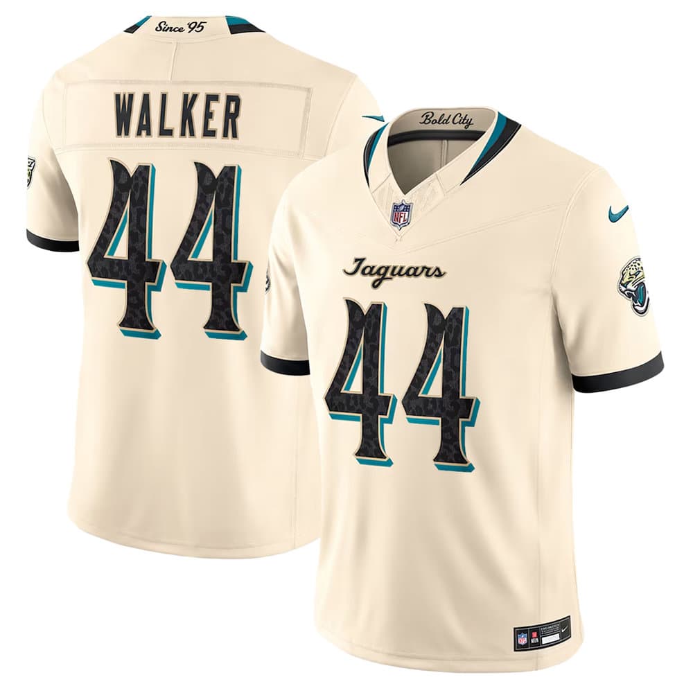 Men's Jacksonville Jaguars #44 Travon Walker Cream 2026 Rivalries Collection Vapor F.U.S.E. Limited Jersey Men's Jacksonville Jaguars #44 Travon Walker Cream 2026 Rivalries Collection Vapor F.U.S.E. Limited Jersey