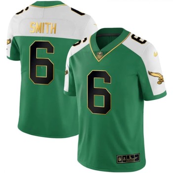 Men's Philadelphia Eagles #6 DeVonta Smith Kelly Green Alternate Gold Vapor Limited Jersey Men's Philadelphia Eagles #6 DeVonta Smith Kelly Green Alternate Gold Vapor Limited Jersey