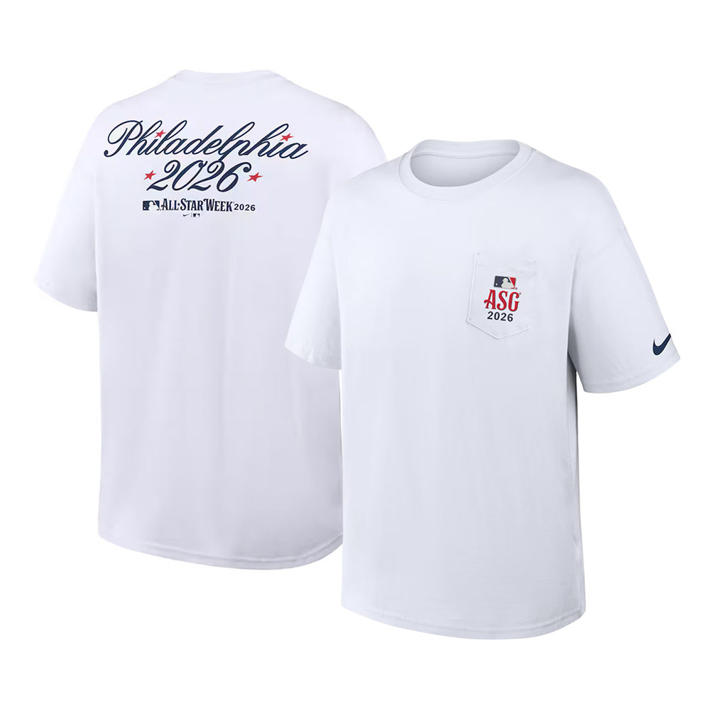 Men's 2026 MLB All-Star Game Nike White Max90 Pocket T-Shirt Men's 2026 MLB All-Star Game Nike White Max90 Pocket T-Shirt