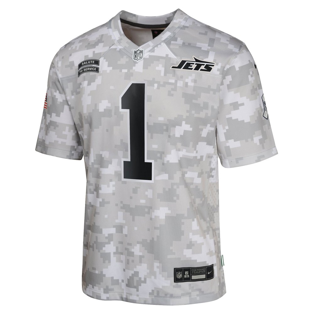 Youth New York Jets Sauce Gardner Arctic Camo 2024 Salute to Service Game Jersey