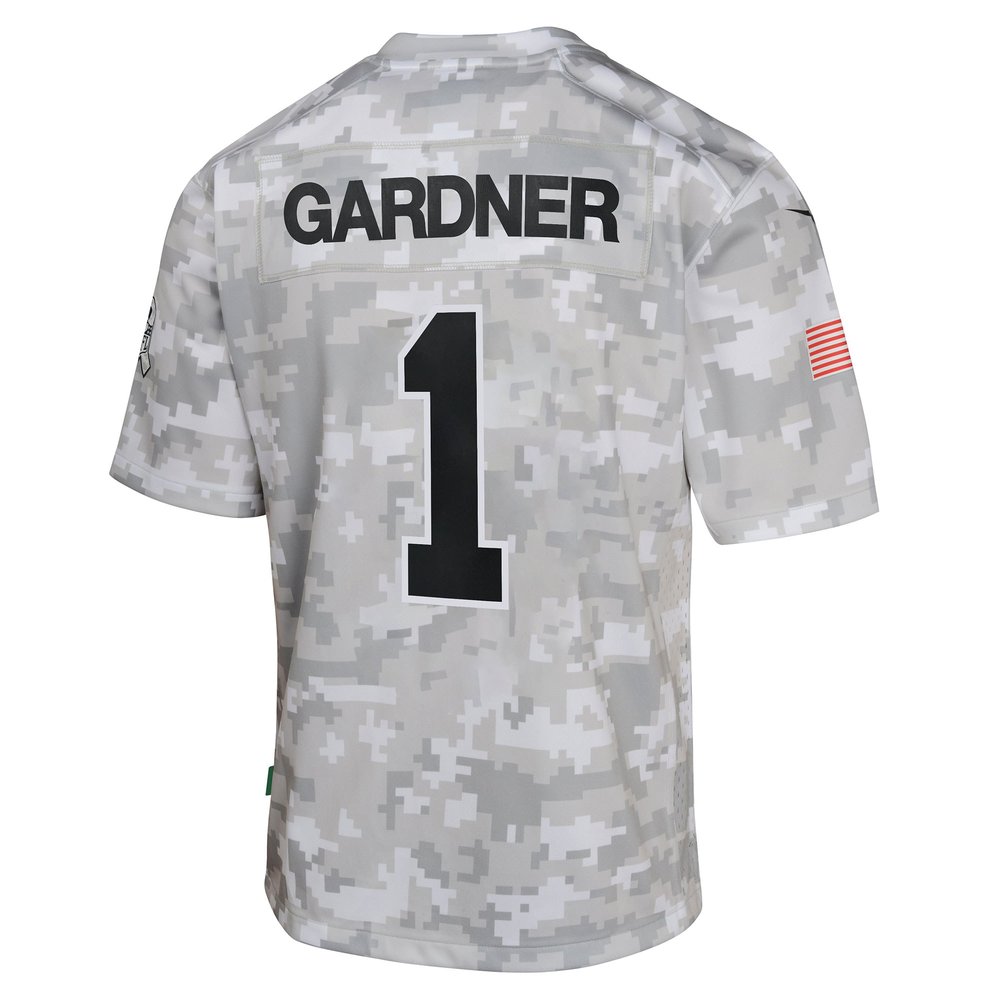 Youth New York Jets Sauce Gardner Arctic Camo 2024 Salute to Service Game Jersey