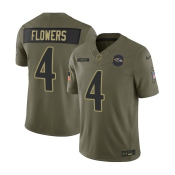 Men's Baltimore Ravens #4 Zay Flowers Nike Olive 2025 Salute to Service Retired Limited Jersey Men's Baltimore Ravens #4 Zay Flowers Nike Olive 2025 Salute to Service Retired Limited Jersey