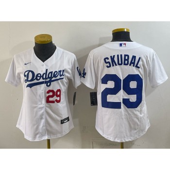 Women's Los Angeles Dodgers #29 Tarik Skubal White Cool Base Stitched Baseball Jersey Women's Los Angeles Dodgers #29 Tarik Skubal White Cool Base Stitched Baseball Jersey
