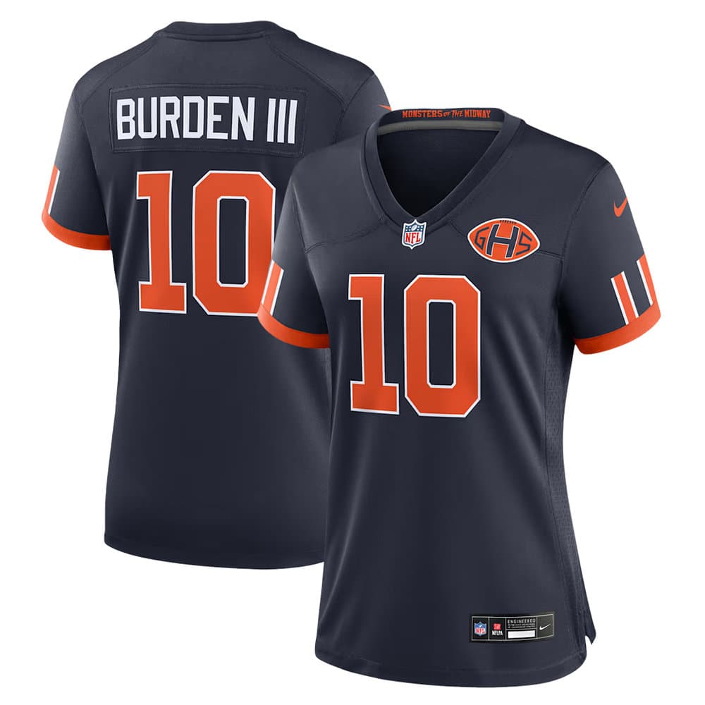 Women's Chicago Bears #10 Luther Burden III Navy 2026 Rivalries Collection Game Jersey Women's Chicago Bears #10 Luther Burden III Navy 2026 Rivalries Collection Game Jersey