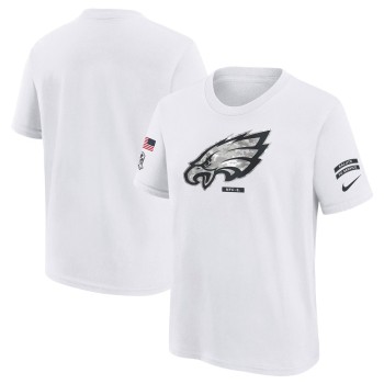 Youth Philadelphia Eagles White 2024 Salute To Service T-Shirt Youth Philadelphia Eagles White 2024 Salute To Service T-Shirt
