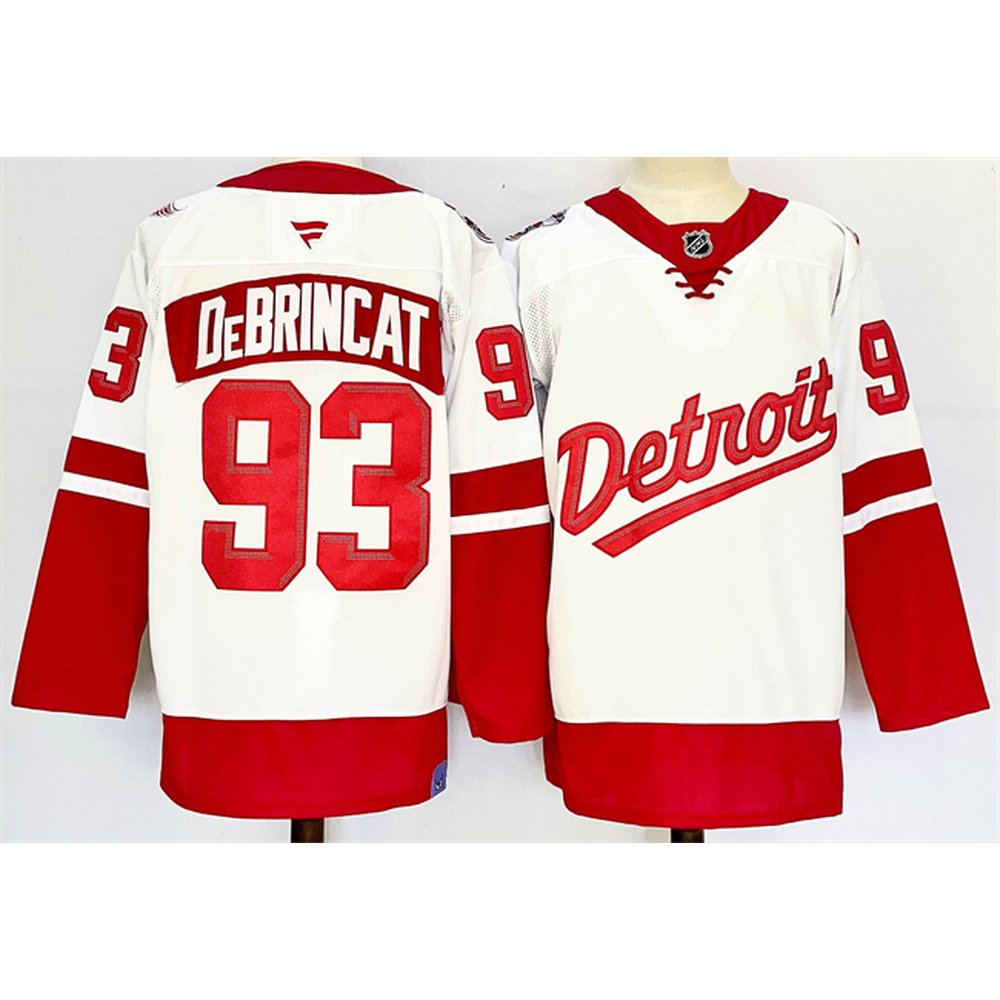 Men's Detroit Red Wings #93 Alex DeBrincat White/Red 2024-25 Stitched Premium Jersey