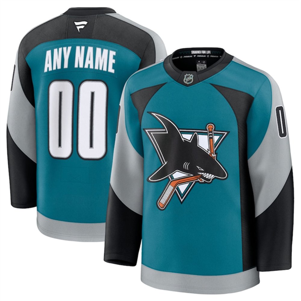 Youth San Jose Sharks Custom Teal 2025 Alternate Stitched Hockey Jersey