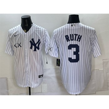 Men's New York Yankees x KAWS #3 Babe Ruth White Stadium Baseball Jersey Men's New York Yankees x KAWS #3 Babe Ruth White Stadium Baseball Jersey