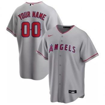 Men's Los Angeles Angels Grey Cool Base Stitched Custom Jersey Men's Los Angeles Angels Grey Cool Base Stitched Custom Jersey