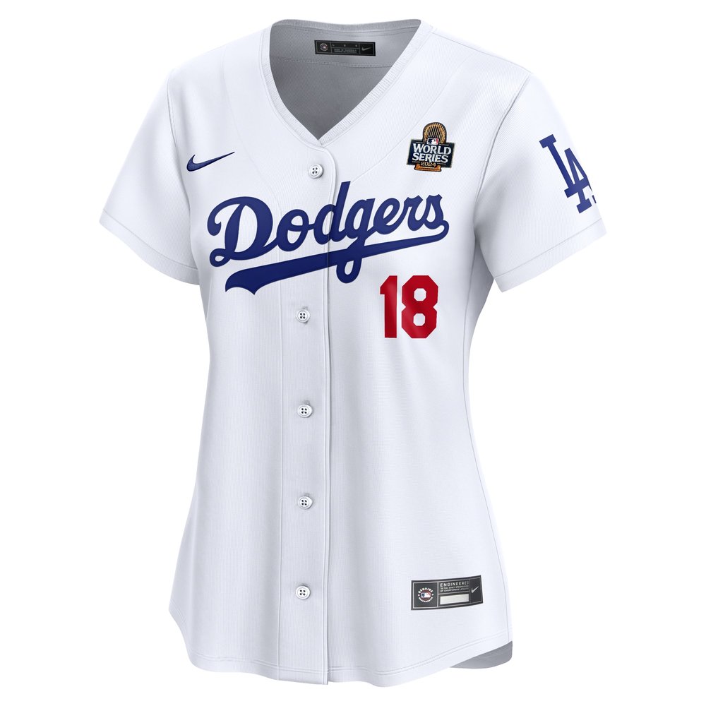 Women's Los Angeles Dodgers #18 Yoshinobu Yamamoto White 2024 World Series Limited Player Jersey Women's Los Angeles Dodgers #18 Yoshinobu Yamamoto White 2024 World Series Limited Player Jersey