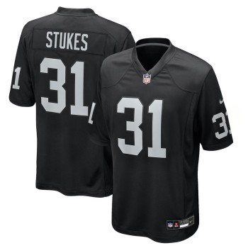 Men's Las Vegas Raiders #31 Treydan Stukes Black 2026 NFL Draft Game Jersey Men's Las Vegas Raiders #31 Treydan Stukes Black 2026 NFL Draft Game Jersey