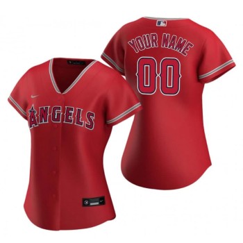 Women's Los Angeles Angels Red Stitched Baseball Custom Jersey Women's Los Angeles Angels Red Stitched Baseball Custom Jersey