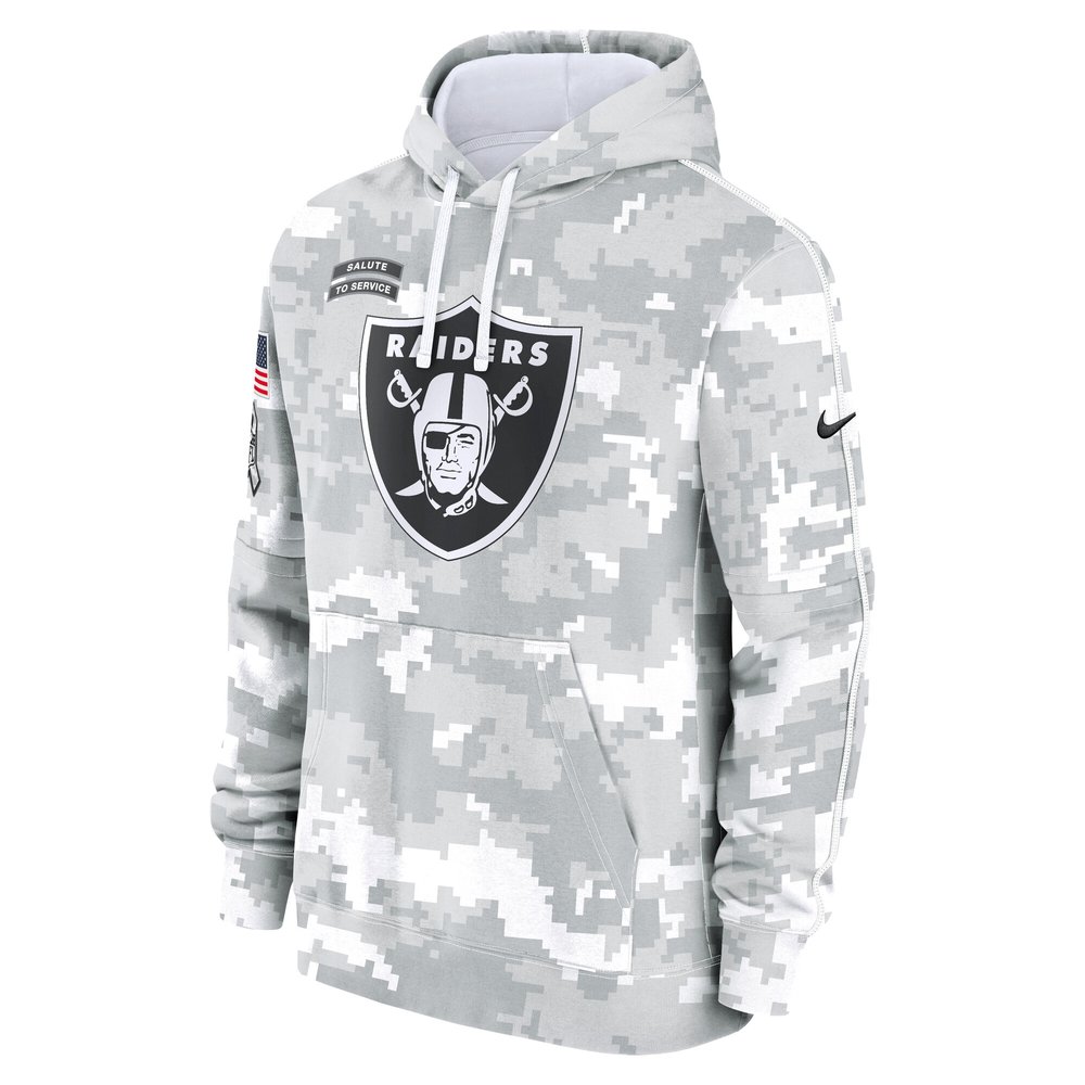 Men's Las Vegas Raiders Arctic Camo 2024 Salute to Service Club Fleece Pullover Hoodie
