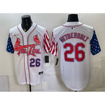 Men's St. Louis Cardinals #26 JJ Wetherholt 2026 White Independence Day Vapor Premier Limited Jersey Men's St. Louis Cardinals #26 JJ Wetherholt 2026 White Independence Day Vapor Premier Limited Jersey