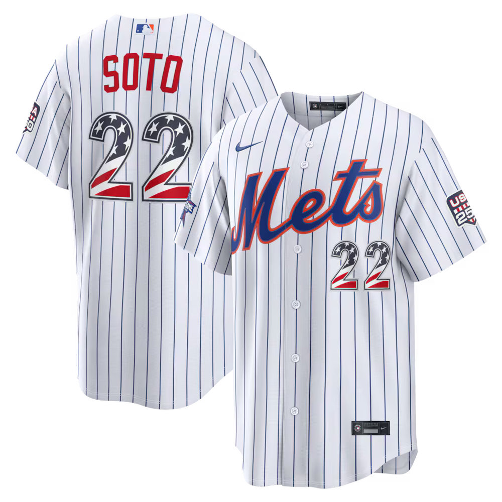 Men's New York Mets #22 Juan Soto Nike White 2026 All-Star Edition Stars & Stripes Stadium Jersey Men's New York Mets #22 Juan Soto Nike White 2026 All-Star Edition Stars & Stripes Stadium Jersey