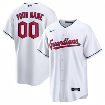 Youth Cleveland Guardians White Home Replica Custom Jersey Youth Cleveland Guardians White Home Replica Custom Jersey