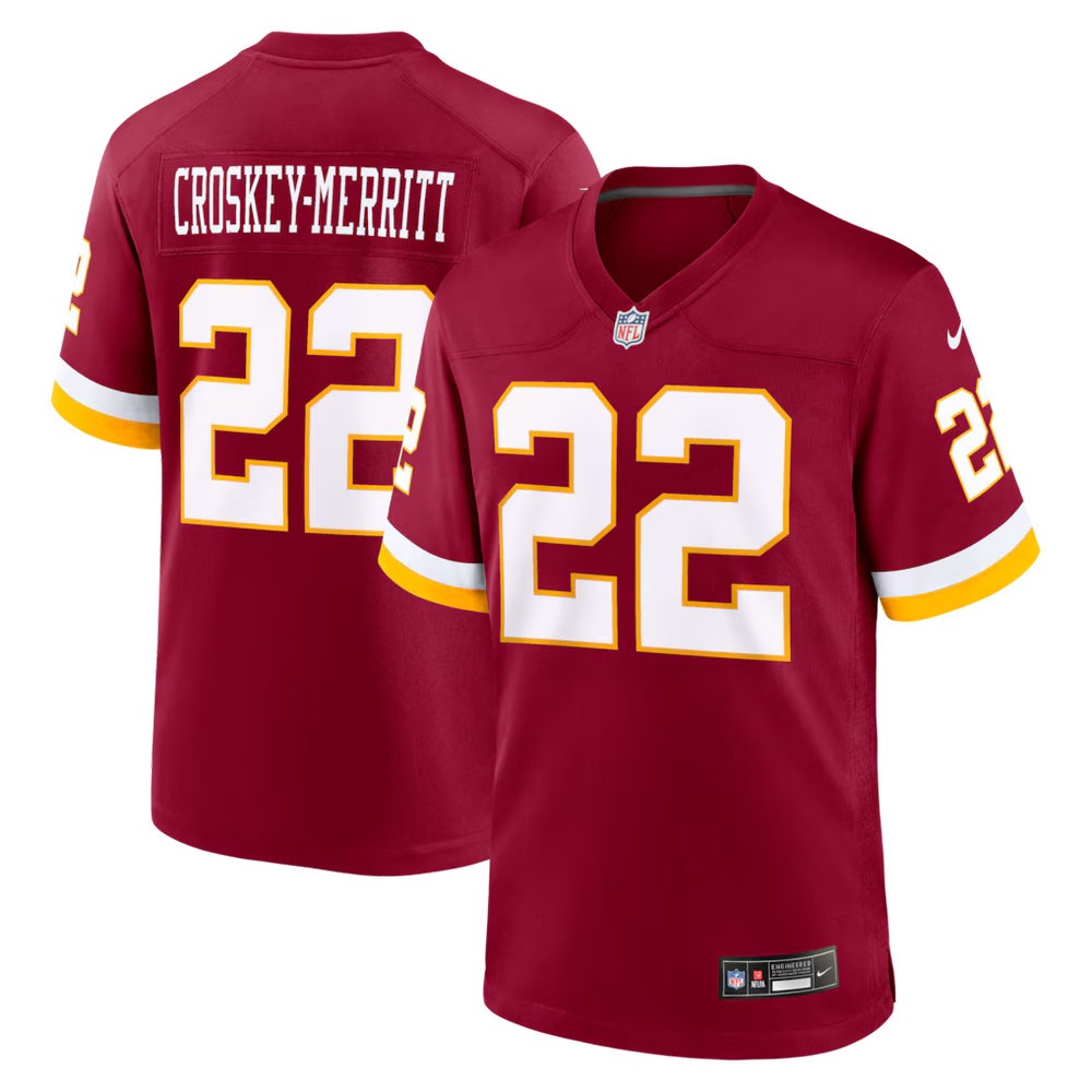Men's Washington Commanders #22 Jacory Croskey-Merritt Burgundy Game Jersey Men's Washington Commanders #22 Jacory Croskey-Merritt Burgundy Game Jersey