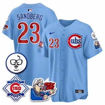 Men's Chicago Cubs #23 Ryne Sandberg Blue 150th Anniversary Stitched Baseball Jersey