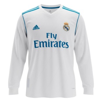 Men's Real Madrid Home Long Sleeve Retro Soccer Jersey 2017/18