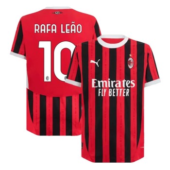 Men's RAFA LEÃO #10 AC Milan Home Authentic Soccer Jersey - UCL 2024/25