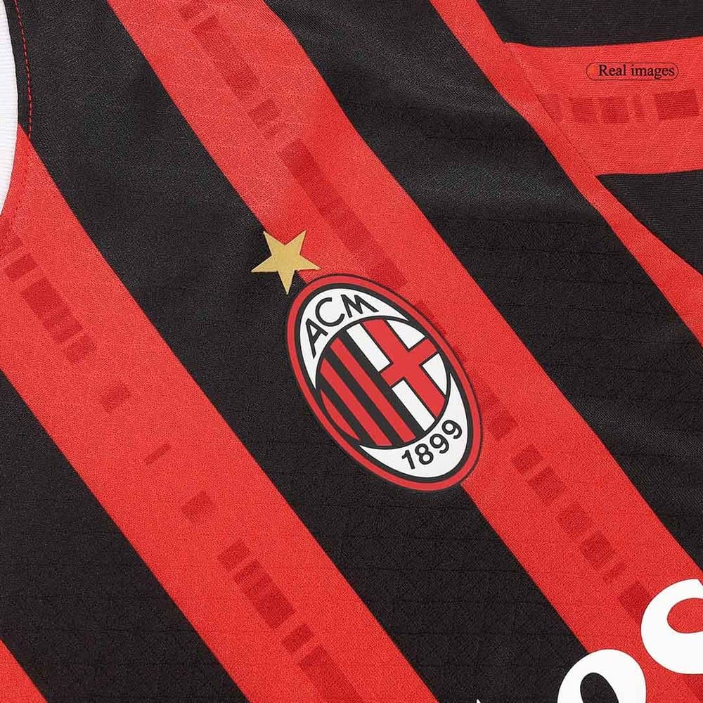 Men's RAFA LEÃO #10 AC Milan Home Authentic Soccer Jersey - UCL 2024/25