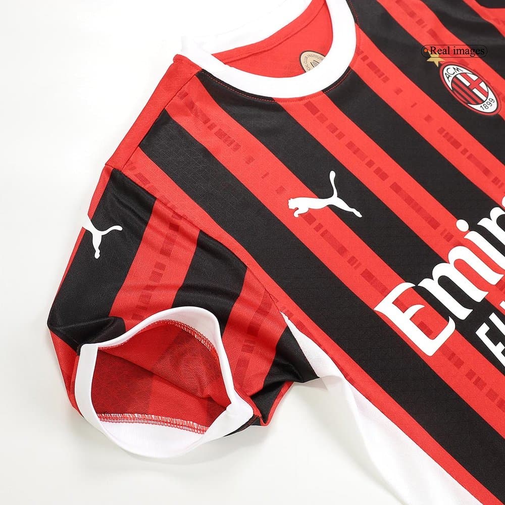 Men's RAFA LEÃO #10 AC Milan Home Authentic Soccer Jersey - UCL 2024/25