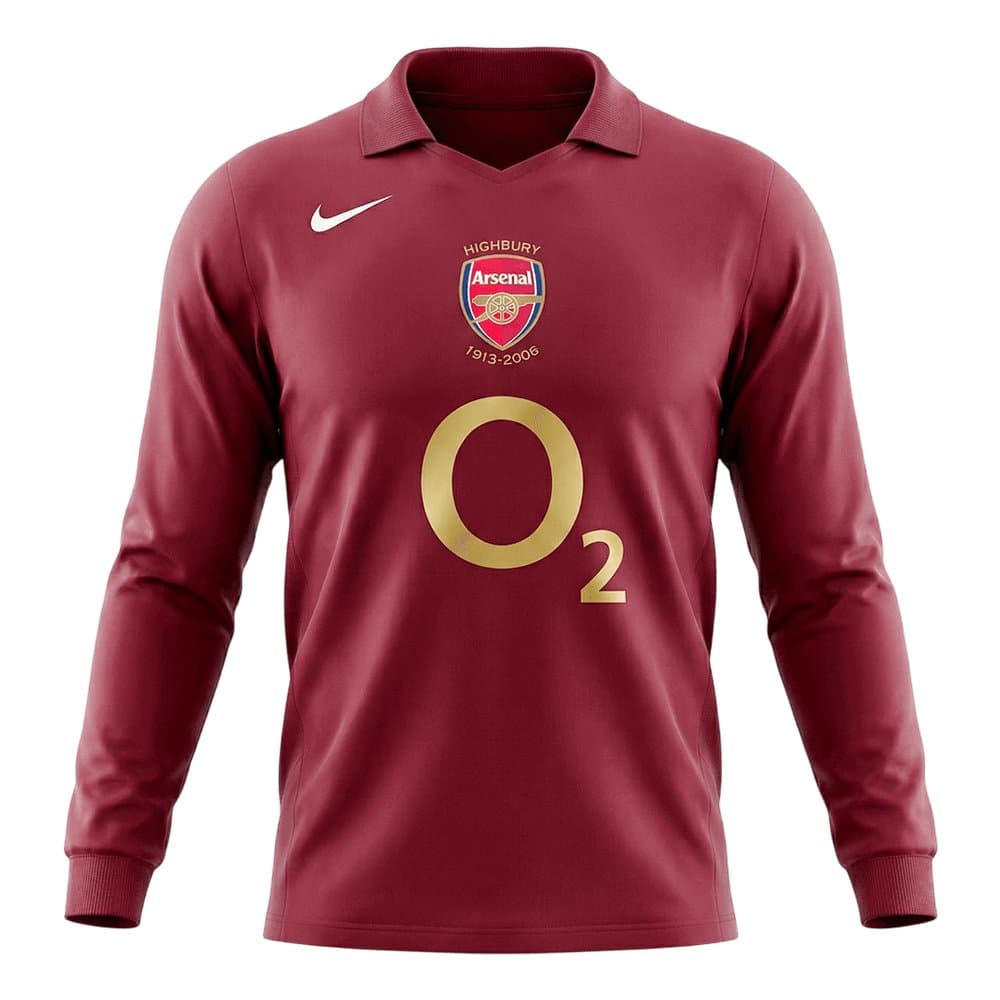 Men's Arsenal Home Long Sleeve Retro Soccer Jersey 2005/06