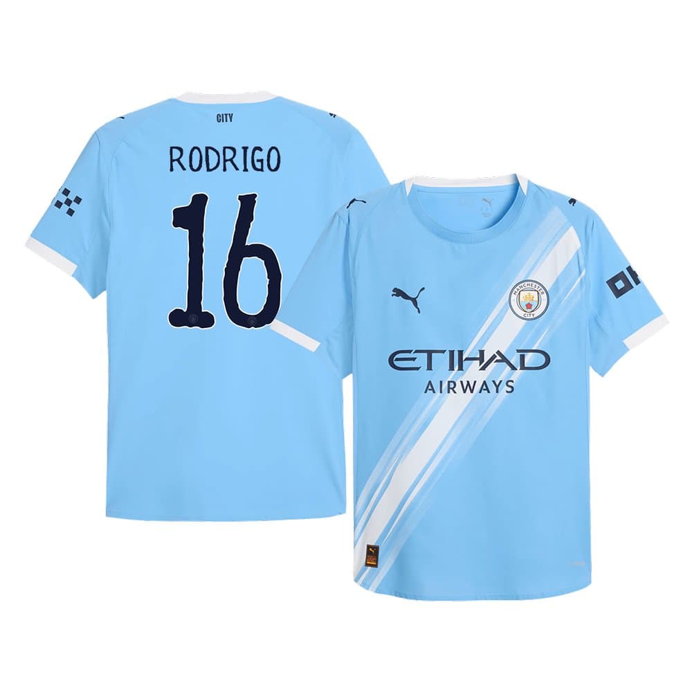 Men's RODRIGO #16 Manchester City Home Authentic Jersey World Cup 2025/26 Men's RODRIGO #16 Manchester City Home Authentic Jersey World Cup 2025/26