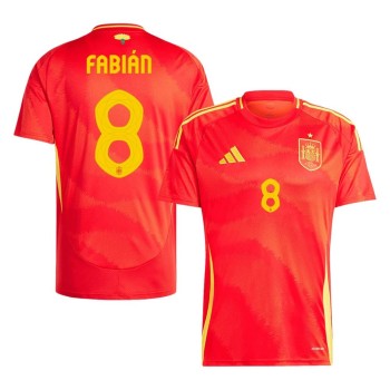 Men's FABIáN #8 Spain Home Replica Soccer Jersey EURO 2024 Men's FABIáN #8 Spain Home Replica Soccer Jersey EURO 2024