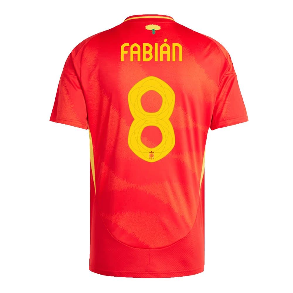 Men's FABIáN #8 Spain Home Replica Soccer Jersey EURO 2024 Men's FABIáN #8 Spain Home Replica Soccer Jersey EURO 2024