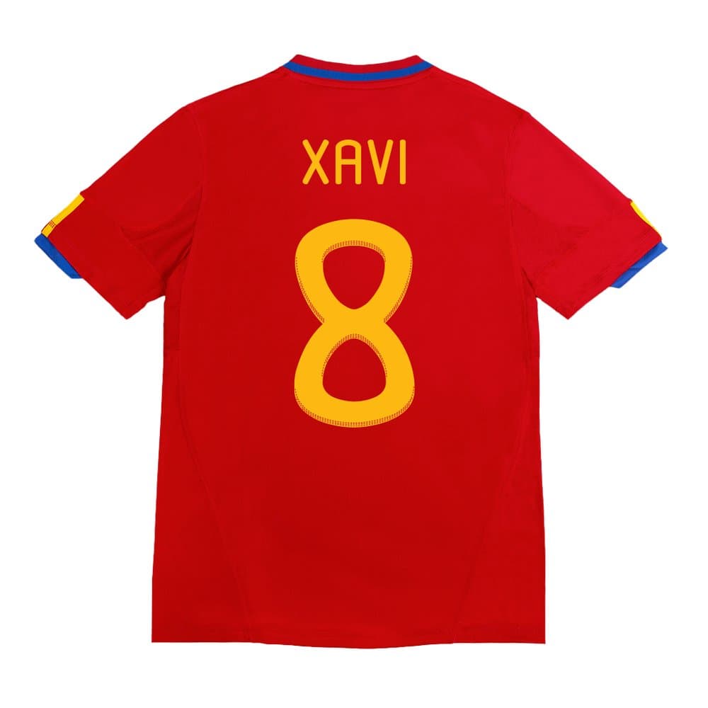 Men's XAVI #8 Spain Home Retro Soccer Jersey 2010