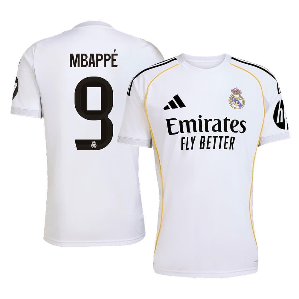 Men's MBAPPÉ #9 Real Madrid Home Replica Soccer Jersey 2025/26