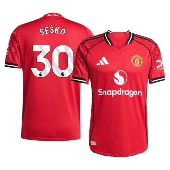 Men's Šeško #30 Manchester United Home Authentic Soccer Jersey 2025/26 Men's Šeško #30 Manchester United Home Authentic Soccer Jersey 2025/26