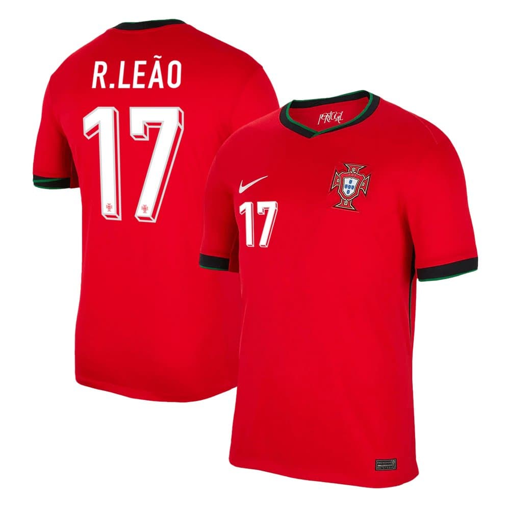 Men's R.LEÃO #17 Portugal Home Replica Soccer Jersey EURO 2024 Men's R.LEÃO #17 Portugal Home Replica Soccer Jersey EURO 2024