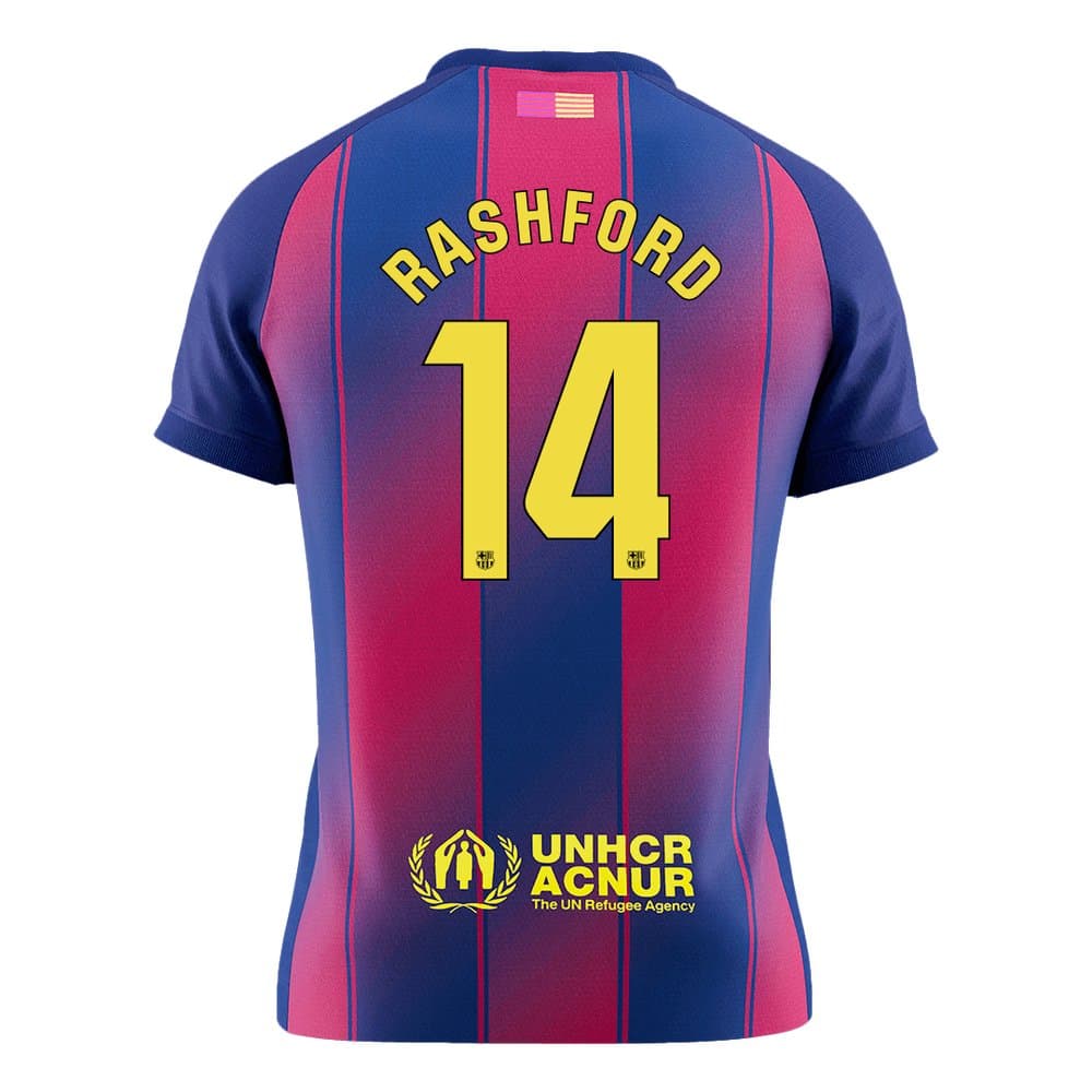 Men's RASHFORD #14 Barcelona Home Replica Soccer Jersey 2025/26