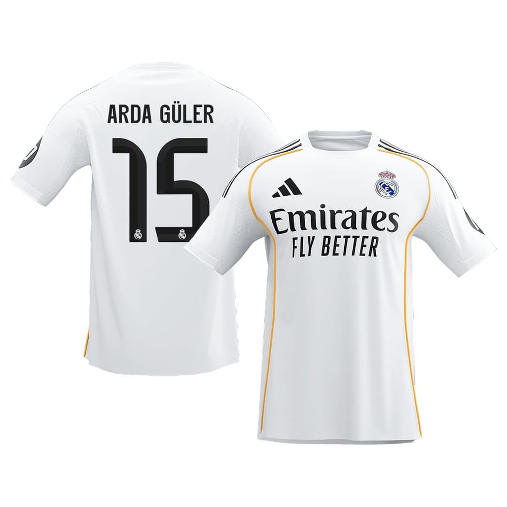 Men's ARDA GÜLER #15 Real Madrid Home Replica Soccer Jersey 2025/26