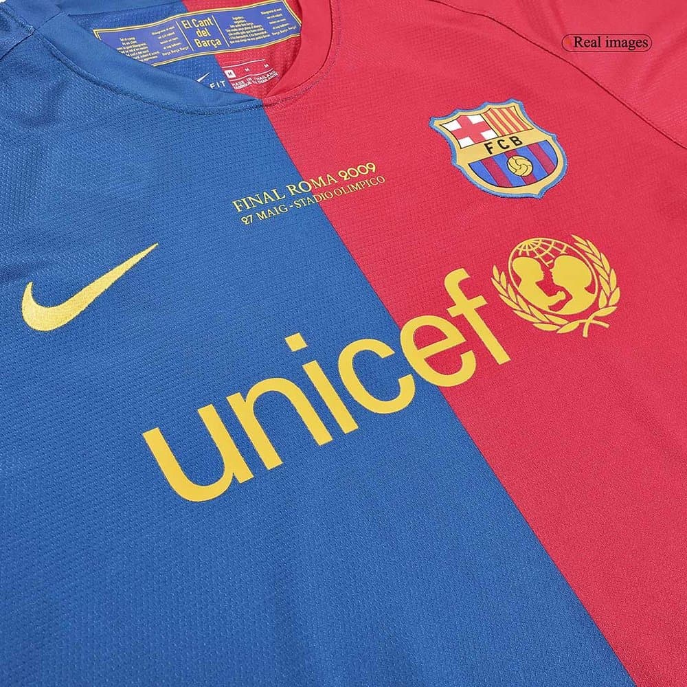 Men's XAVI #6 Barcelona Home Long Sleeve Retro Soccer Jersey - UCL Final 2008/09