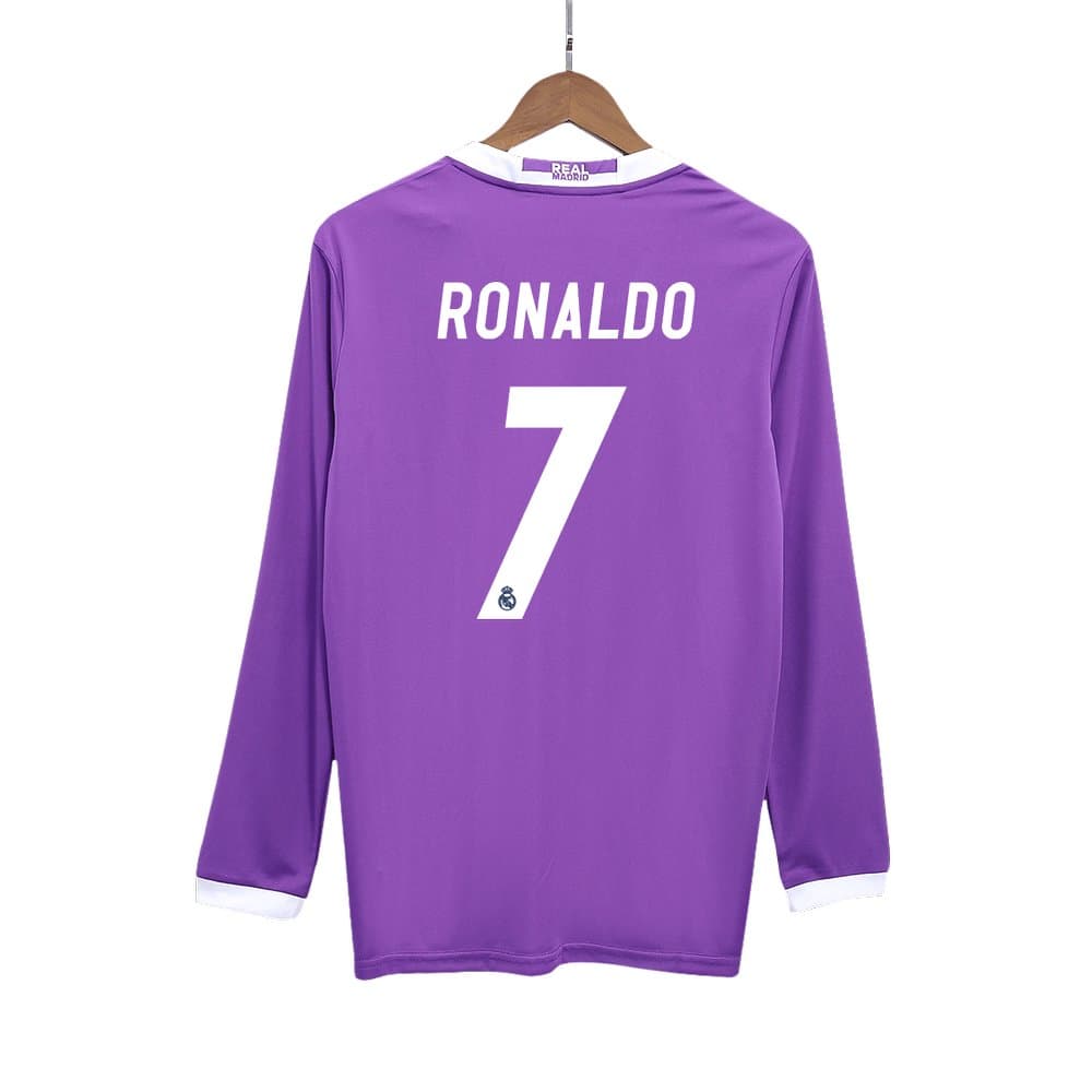 Men's RONALDO #7 Real Madrid Away Long Sleeve Retro Soccer Jersey 2016/17 Men's RONALDO #7 Real Madrid Away Long Sleeve Retro Soccer Jersey 2016/17