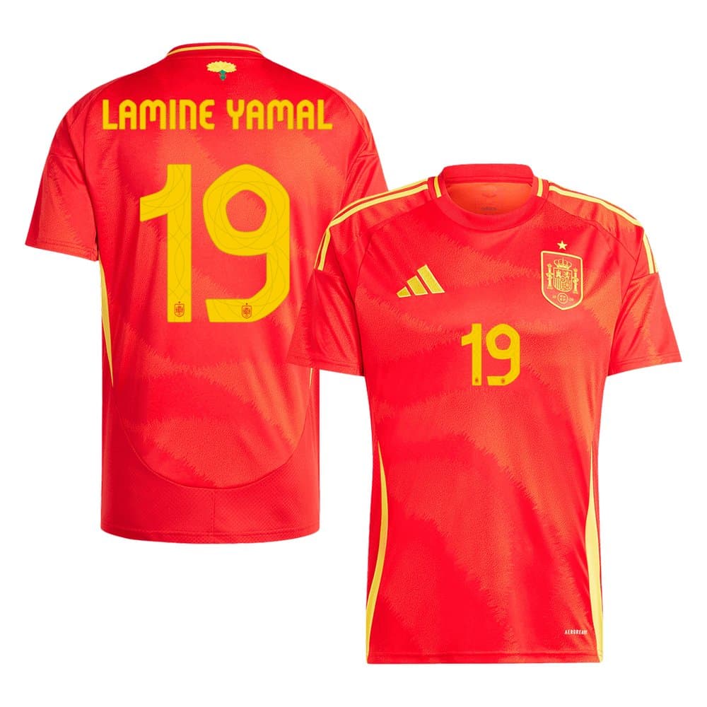Men's LAMINE YAMAL #19 Spain Home Replica Soccer Jersey EURO 2024 Men's LAMINE YAMAL #19 Spain Home Replica Soccer Jersey EURO 2024