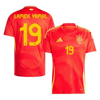 Men's LAMINE YAMAL #19 Spain Home Replica Soccer Jersey EURO 2024
