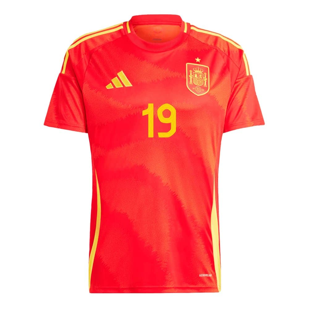Men's LAMINE YAMAL #19 Spain Home Replica Soccer Jersey EURO 2024 Men's LAMINE YAMAL #19 Spain Home Replica Soccer Jersey EURO 2024