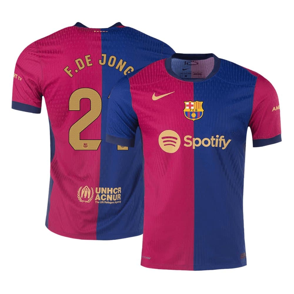 Men's F.DE JONG #21 Barcelona Home Authentic Soccer Jersey 2024/25
