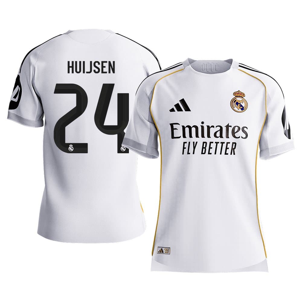 Men's HUIJSEN #24 Real Madrid Home Authentic Soccer Jersey 2025/26