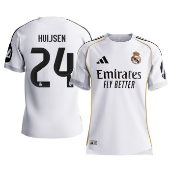 Men's HUIJSEN #24 Real Madrid Home Authentic Soccer Jersey 2025/26 Men's HUIJSEN #24 Real Madrid Home Authentic Soccer Jersey 2025/26