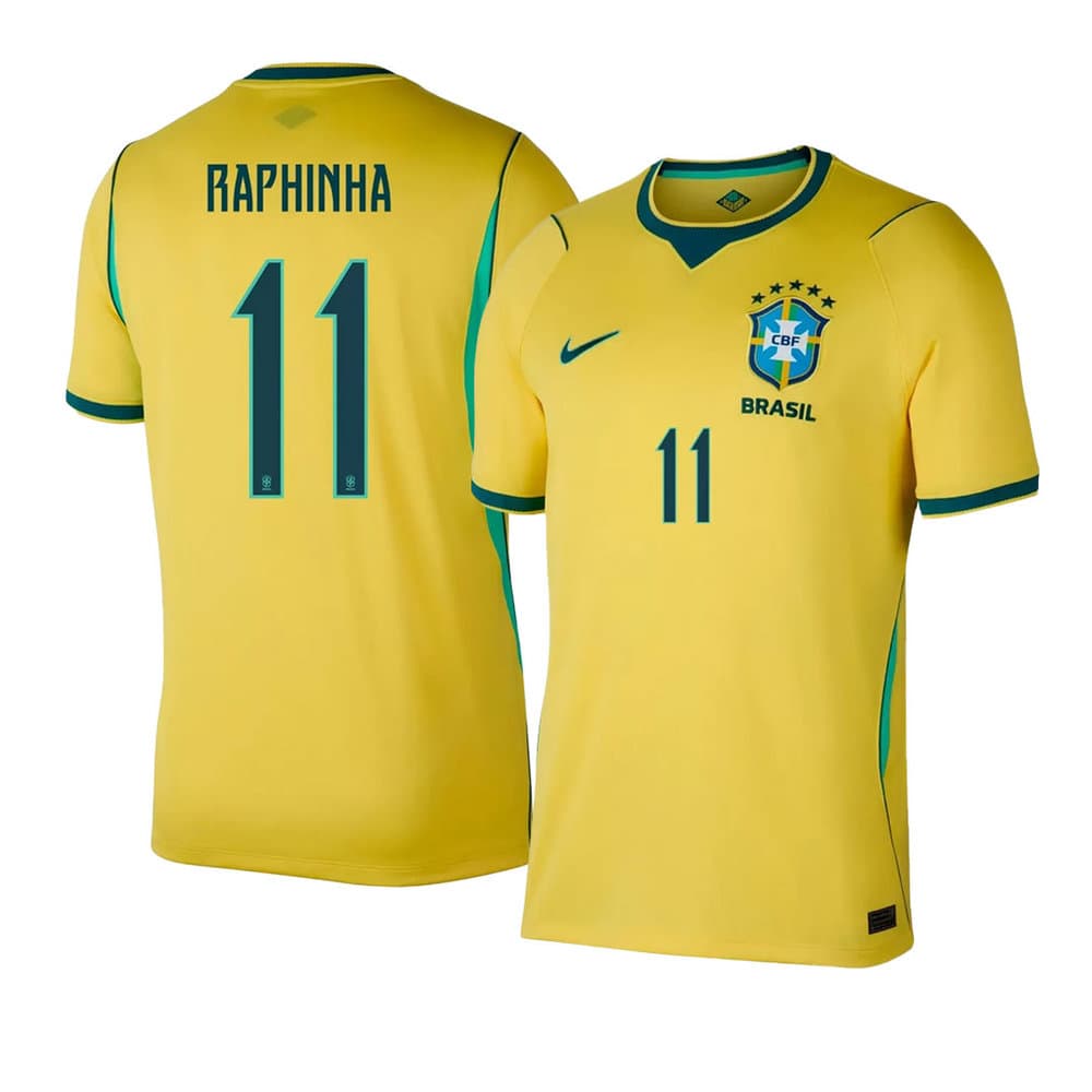 Men's RAPHINHA #11 Brazil Home Replica Jersey World Cup 2026