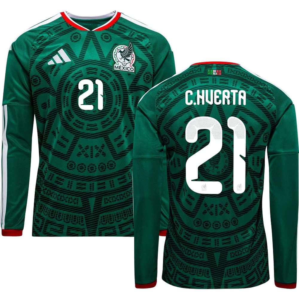 Men's C.HUERTA #21 Mexico Home Replica Long Sleeve Jersey World Cup 2026