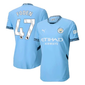 Men's FODEN #47 Manchester City Home Authentic Jersey 2024/25 Men's FODEN #47 Manchester City Home Authentic Jersey 2024/25