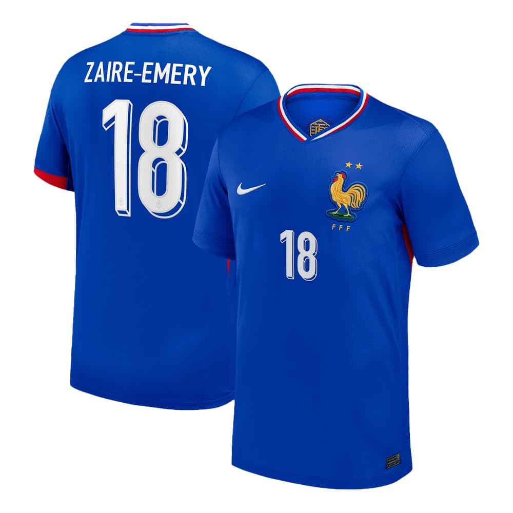 Men's ZAIRE-EMERY #18 France Home Replica Soccer Jersey 2024 Men's ZAIRE-EMERY #18 France Home Replica Soccer Jersey 2024